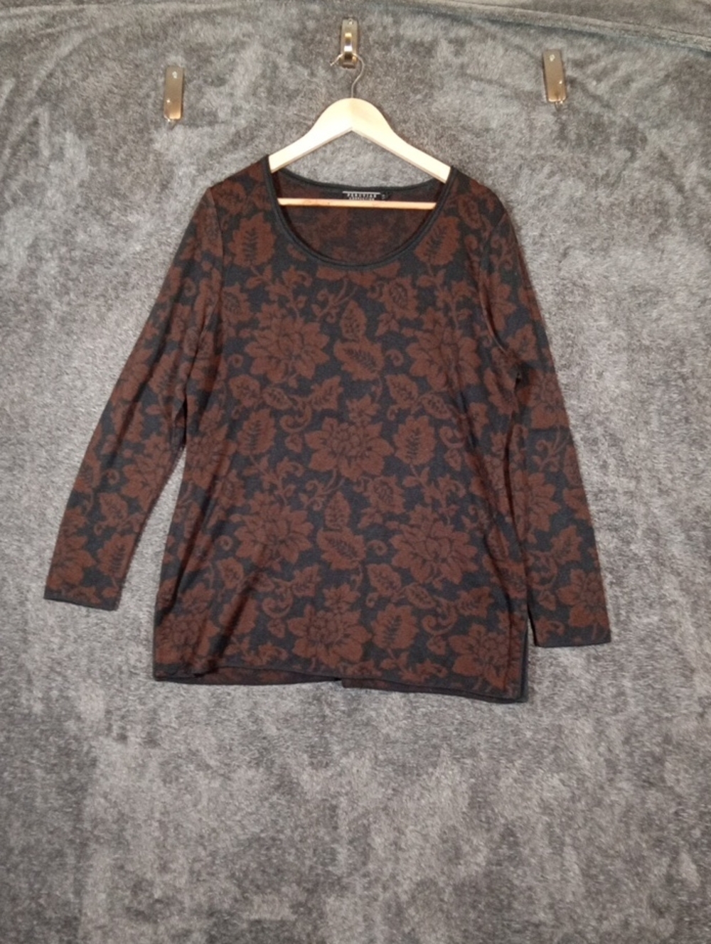 Peruvian Connection Womens Pima Cotton Florak Top Fall Earthy Boho Casual XL - Picture 2 of 12